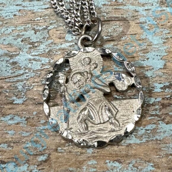 Vintage St. Christopher Necklace Sterling Silver - Picture 2 of 4